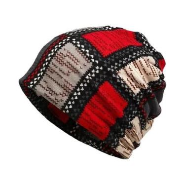 Imagem de Gorro Unissex Vintage Color Block, À Prova De Vento, Elástico, Estilo 