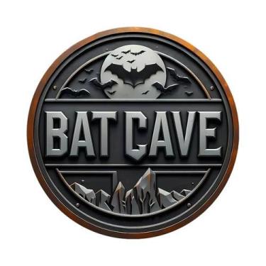Imagem de Placa De Metal Vintage 'Bat Cave' 8x8 Para Decoração De Parede Em Ambi