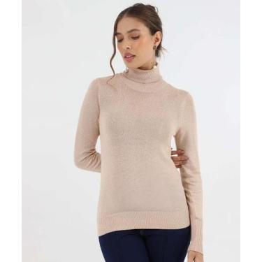 Imagem de Suéter Feminino Gola Alta Botões Marisa Bege-53371, Bege, P