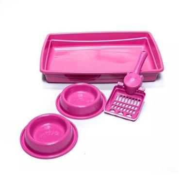 Imagem de Kit Bandeja Sanitária Gatos com Comedouro Bebedouro E Pá Caixa De Arei