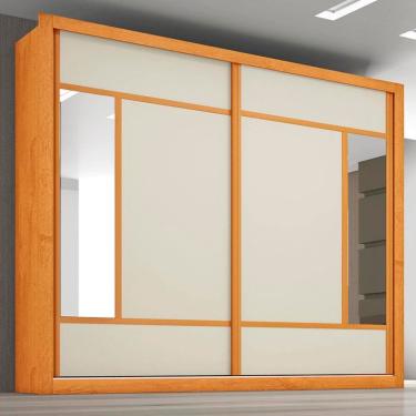 Imagem de Guarda Roupa Casal Triunfo Flex 2 Portas de Correr 6 Gavetas MDP-MDF com Espelho Peroba-Off White Europa