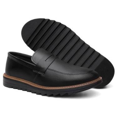 Imagem de Sapato Masculino Mocassim Oxford Lux Sem Cadarço Solado Slip On Tratorado Borracha-Masculino