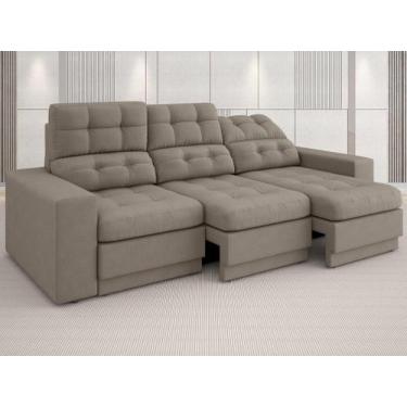 Imagem de Sofá 3 Lugares Net Jobim Assento Retrátil e Reclinável Bege 2,05m (L) 