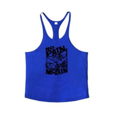 Imagem de Camiseta Sem Mangas Para Academia Masculina Com Estampa NO PAIN NO GAI