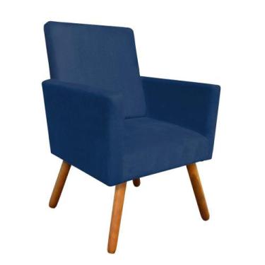 Imagem de Poltrona Decorativa Nina Suede Azul Marinho com Encosto Alto - D'Rossi