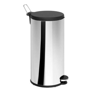 Imagem de Lixeira Cozinha 20l Preta Inox 46x29x29cm Pedal