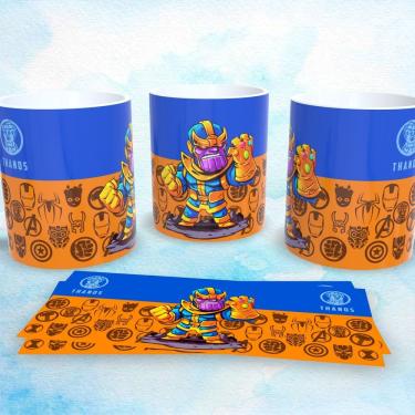 Imagem de Caneca de Porcelana Vingadores Marvel Thanos para Bebidas 325ML com Uso em micro-ondas Branca Outras Marcas
