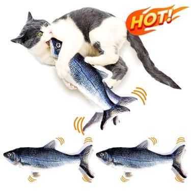 Imagem de Brinquedo para Pets OEM Brinquedo Peixe Elétrico Recarregável para Gato e Cão Pelúcia Amarelo 28cm 1 Unidade