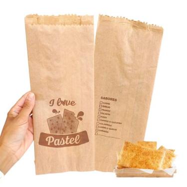 Imagem de 500 Sacos Saquinhos Pastel Kraft Grande Delivery Pastelaria - Emboxy