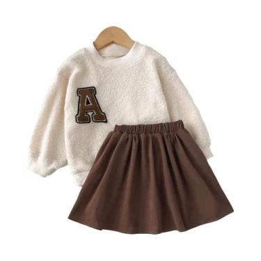Imagem de Conjunto De Saia E Top De Plush Para Meninas De 3 a 7 Anos, Roupas De 