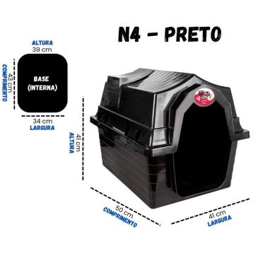 Imagem de Casinha para Cachorro OEM N4 Unishop para Cães Pequeno e Médio Porte em Plástico Preto...