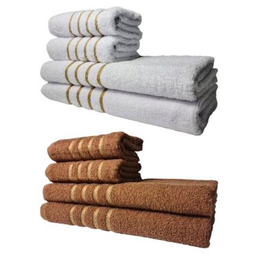 Imagem de Kit 8 Toalhas Grossas E Grandes Montreal 4 Banhos 4 Rostos Branco+marrom