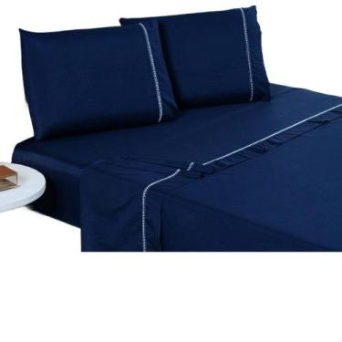 Imagem de Lençol Casal 3 Peças Algodão Jogo de Cama 400 Fios Estilo E Conforto -