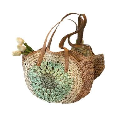 Imagem de Bolsa Tote Redonda Grande Casual Com Fecho De Zíper, Bolsa De Praia Tr