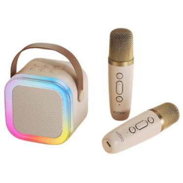 Imagem de Microfone Karaoke Bluetooth 2 Microfones Sem Fio Portátil - MinutoBaby
