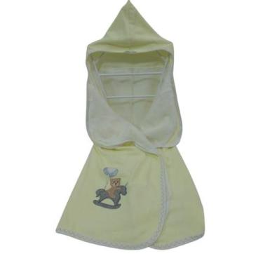 Imagem de Toalha Banho Capuz Bebê Unissex Forro Fralda Bordada Rf 6103 - Lessa K
