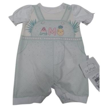 Imagem de Macacão Curto Bebê Menina Estampado Le Bhua / Paraiso 13751, Verde águ