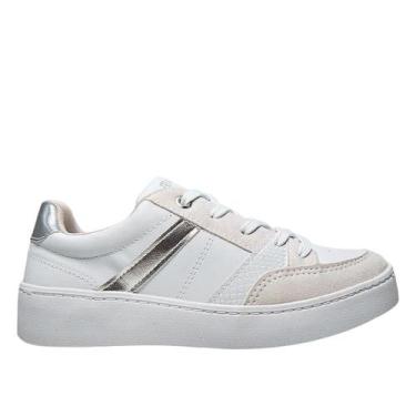 Imagem de Tênis Feminino Ramarim Casual Napa Camurça 76203, 35, Branco prata