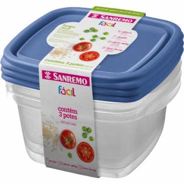 Imagem de Conjunto C/ 3 Potes De Plástico Sanremo 800ml, Azul