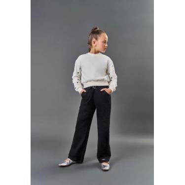 Imagem de Calça Wide Leg Infantil Menina Glitter Preto CTV - Catavento, Preto, 4
