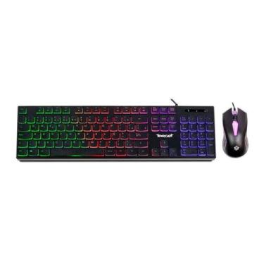 Imagem de Kit Teclado e Mouse TGT Leopard 2 Rainbow 1200DPI ABNT2 Preto - TGT-LP