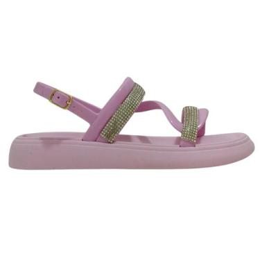 Imagem de Sandália Infantil Meninas Lue Lua com Tiras em Strass, 33/34, Rosa