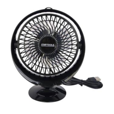 Imagem de Mini Ventilador de Mesa Redondo Portátil com Cabo USB - Preta - STARTO