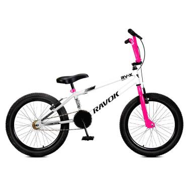 Imagem de Bicicleta Bmx Cross Rv-x Bmx Aro 20 Quadro em Aço 1 Velocidade Ravok Branco Rosa