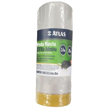 Imagem de Filme Veda Mancha com Fita Crepe AT2220-240 2,4mx20m Proteção Contra Respingos Pincéis Atlas