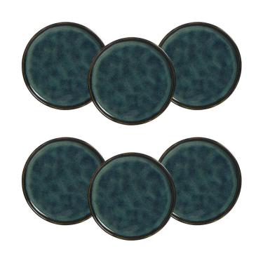 Imagem de Conjunto de Pratos de Sobremesa Bio Oceano Stoneware Cerâmico 6 Peças 21,5CM Azul Porto Brasil