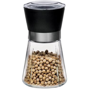 Imagem de Moedor de Pimenta em Vidro com Cerâmica e Plástico 135ML Design Moderno para Cozinha Transparente com Preto Euro Home