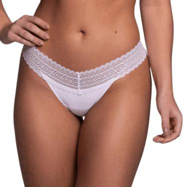 Imagem de Calcinha Sem Costura Tanga Com Renda Liebe, M, Branco