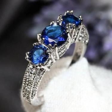 Imagem de Anel de Zircônia Azul - Design Exclusivo para Mulheres, 11, L2408