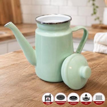 Imagem de Bule Esmaltado Charm Jade Vintage Para Todos Fogões De 1,2L - Genérico