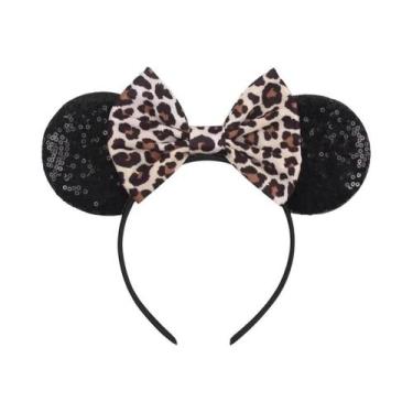 Imagem de Tiara De Orelhas De Leopardo Para Meninas, Faixa De Cabelo Com Laço Mo