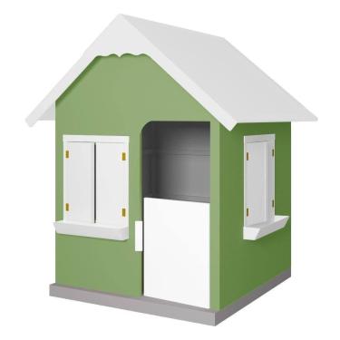 Imagem de Casinha de Brinquedo com Floreiros L12 em Mdf Verde e Branco Gran Belo