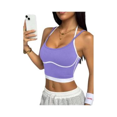 Imagem de Colete Esportivo Feminino Color Block Sem Aro De Aço, Absorção De Impa