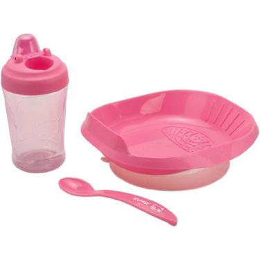 Imagem de Kit Refeição Infantil 3 Peças Prato Ventosa Copo Antivazamento 200ml T
