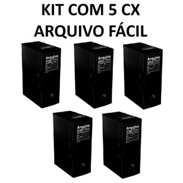 Imagem de Kit com 5 arquivo facíl pasta polionda econômico polibras nf cor:preto
