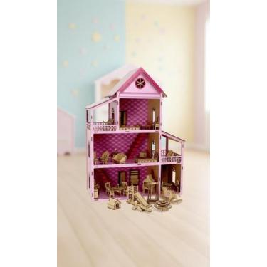 Imagem de Casinha de Boneca em MDF Adesivado com 36 Móveis - Congratulations Sto