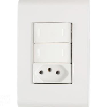 Imagem de Conjunto 4x2 com 2 Interruptores Paralelos 10 A 250 V e 1 Tomada 2P+T 