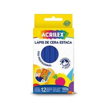 Imagem de Giz de cera estaca azul 12 unidades 501 - Acrilex