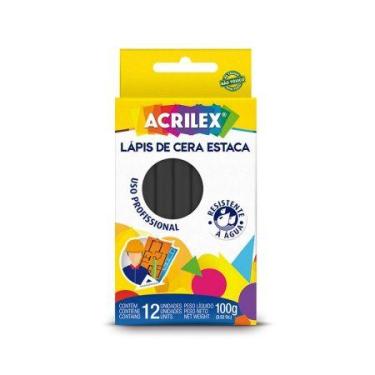 Imagem de Giz de cera estaca preto 12 unidades 520 - Acrilex