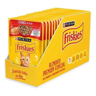 Imagem de Kit 15un Sache Friskies Gato Frango Molho 85g Petisco Felino - Congrat