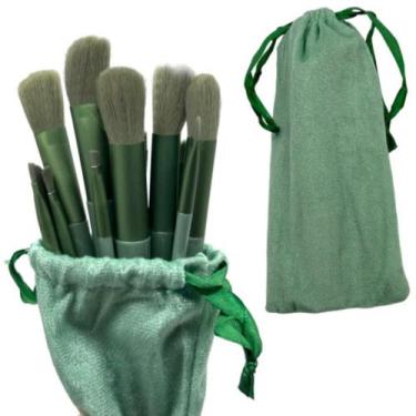 Imagem de Kit de Pincéis de Maquiagem com 13 Peças + Saquinho Cor:Verde - Geek F