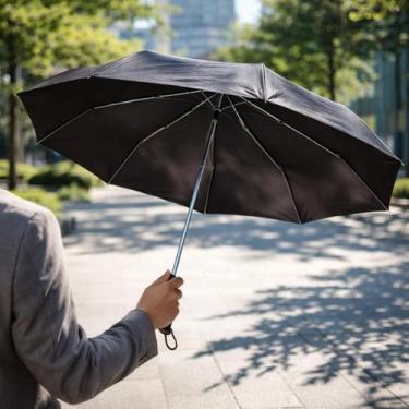 Imagem de Sombrinha Guarda Chuva Dobrável Preto Compacto Cabe Bolsa Mochila Prot