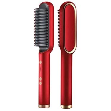Imagem de CUOTUO Escova De Alisamento De Cabelo Profissional 2 Em 1, Penteadeira De CerâMica Quente, Aquecimento RáPido 20 Anos E 5 ConfiguraçõEs De Temperatura E Anti-Escaldadura