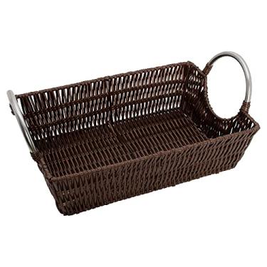 Imagem de Mimo Style Cesto de Rattan Sintético Com Alça Oval de Metal. Extremamente Resistente e Durável Adequado Para Uso Interno e Externo, Adequado Para Locais Úmidos