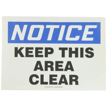 Imagem de ACCUFORM SIGNS Placa de segurança de vinil adesivo MVHR847VS, lenda, "notice keep this area clear", 25,4 cm de comprimento x 35,5 cm de largura x 0,004 cm de espessura, azul/preto sobre branco