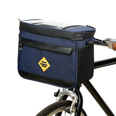 Imagem de Bolsa térmica isolada para bicicleta para ciclismo Bolsa para guiador resistente à água para bicicleta Bolsa para bicicleta frontal Bolsa com suporte para telefone de bicicleta